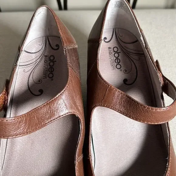 Abeo Ginger brown 2-tone leather Mary Jane wedge shoes academia 8.5 narrow - Picture 8 of 11